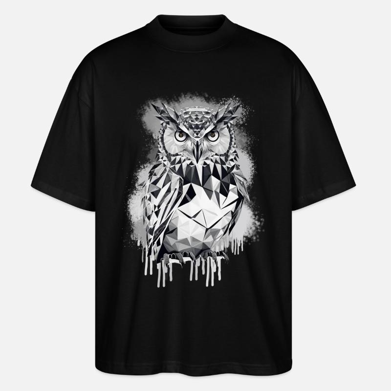 Geometrische Eule - Stanley/Stella Oversized Unisex Bio T-Shirt Blaster 2.0 - Schwarz