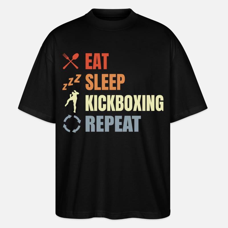 Eat Sleep Kickbox Repeat - Stanley/Stella Oversized Unisex Bio T-Shirt Blaster 2.0 - Schwarz