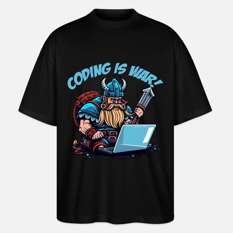 "Coding is war" Vikings - Stanley/Stella Oversized Unisex Organic T-shirt Blaster 2.0 - black