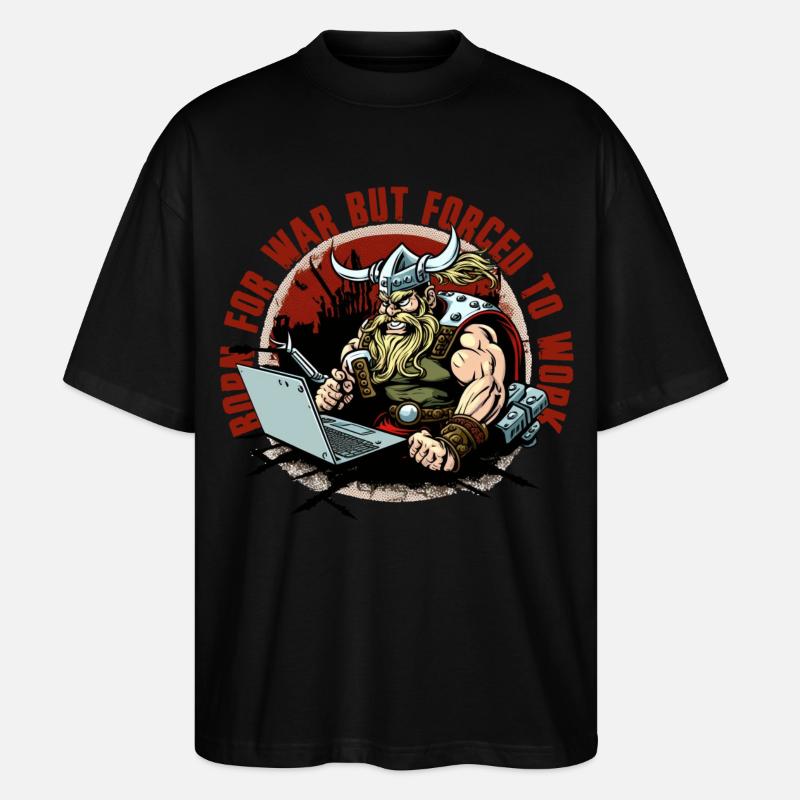 Wikinger-Admin mit Schriftzug - Stanley/Stella Oversized Unisex Bio T-Shirt Blaster 2.0 - Schwarz