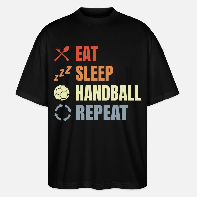 Manger dormir Handball Répéter - T-shirt bio Blaster 2.0 coupe oversize Stanley/Stella Unisexe - noir