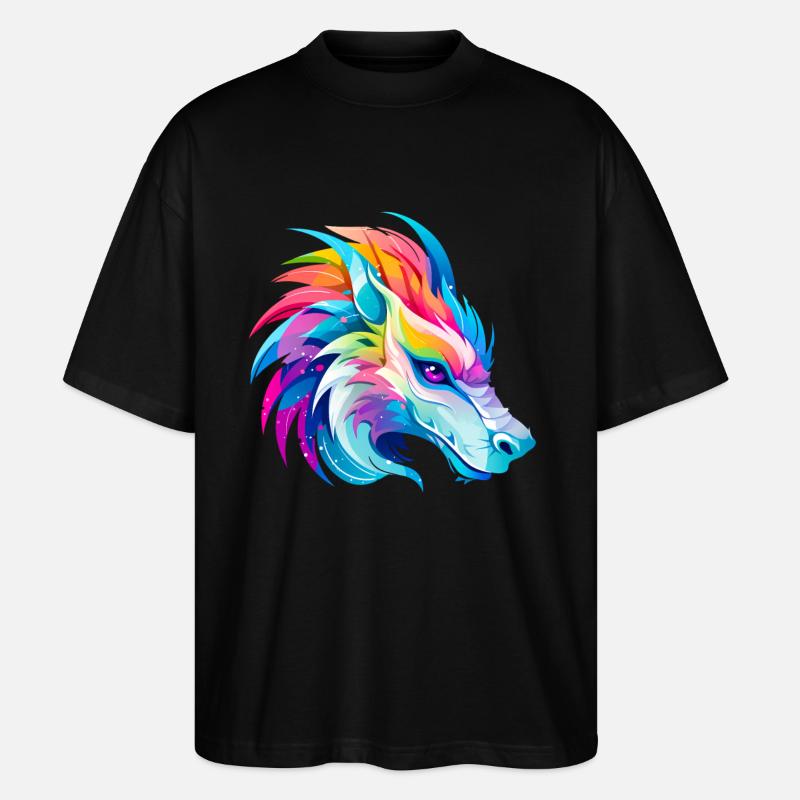 Regenbogen Drache Kopf - Stanley/Stella Oversized Unisex Bio T-Shirt Blaster 2.0 - Schwarz