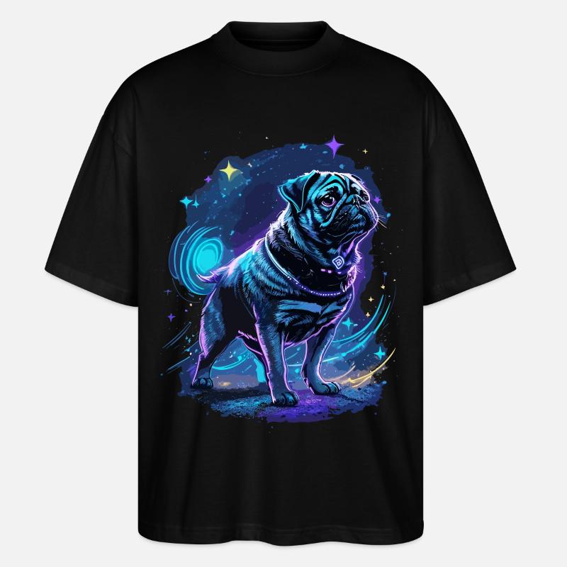 Pug Midnight Magic - Stanley/Stella Oversized Unisex Organic T-shirt Blaster 2.0 - black