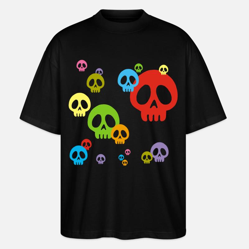 Mehrfarbiger Manga-Schädel - Stanley/Stella Oversized Unisex Bio T-Shirt Blaster 2.0 - Schwarz