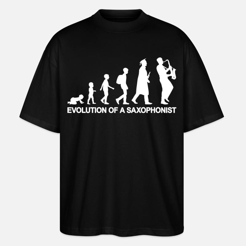 Evolution of A Saxophonist - Stanley/Stella Oversized Unisex Bio T-Shirt Blaster 2.0 - Schwarz