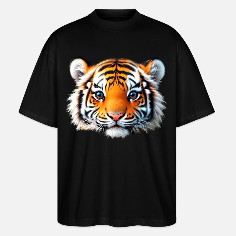 Tiger Baby Kopf - Stanley/Stella Oversized Unisex Bio T-Shirt Blaster 2.0 - Schwarz