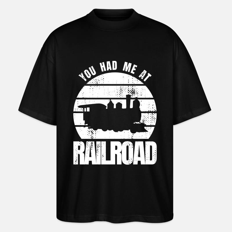 Du hattest mich bei Eisenbahn - Stanley/Stella Oversized Unisex Bio T-Shirt Blaster 2.0 - Schwarz