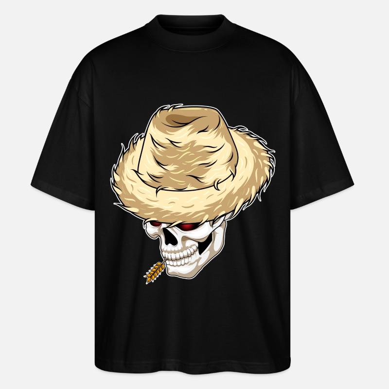 Ferme de blé Skull Farmer - T-shirt bio Blaster 2.0 coupe oversize Stanley/Stella Unisexe - noir