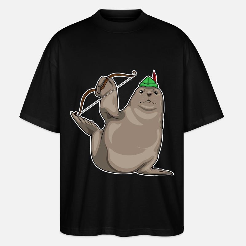 Seehund Bogenschütze Bogen - Stanley/Stella Oversized Unisex Bio T-Shirt Blaster 2.0 - Schwarz