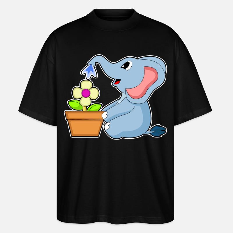 Elefant Blumentopf Blume - Stanley/Stella Oversized Unisex Bio T-Shirt Blaster 2.0 - Schwarz