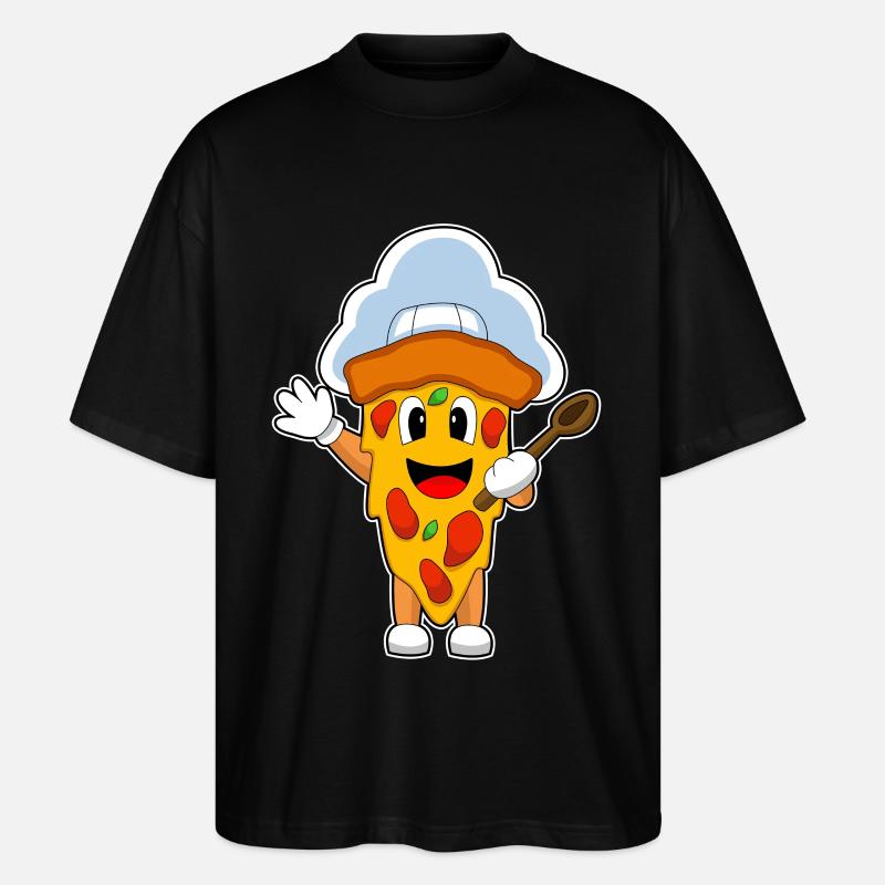 Pizza Koch Kochlöffel - Stanley/Stella Oversized Unisex Bio T-Shirt Blaster 2.0 - Schwarz