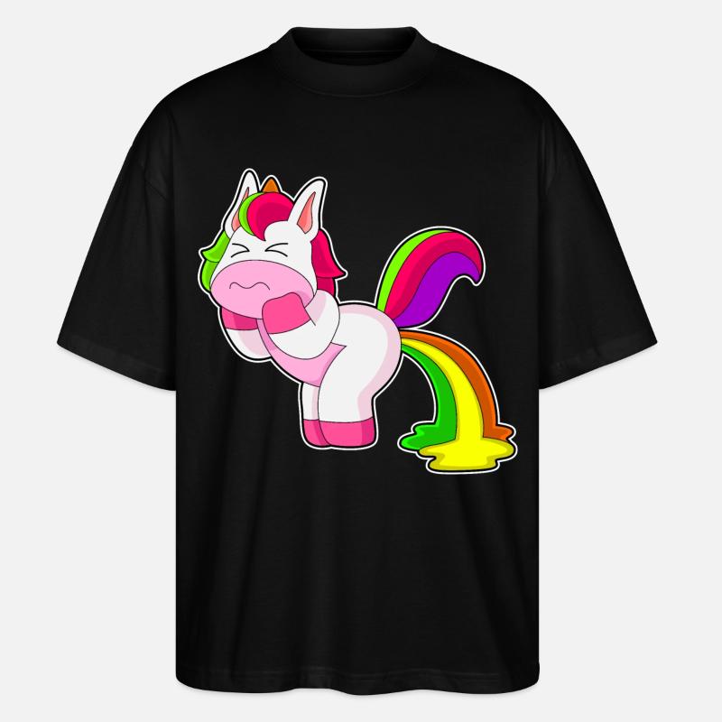 Einhorn Regenbogen - Stanley/Stella Oversized Unisex Bio T-Shirt Blaster 2.0 - Schwarz