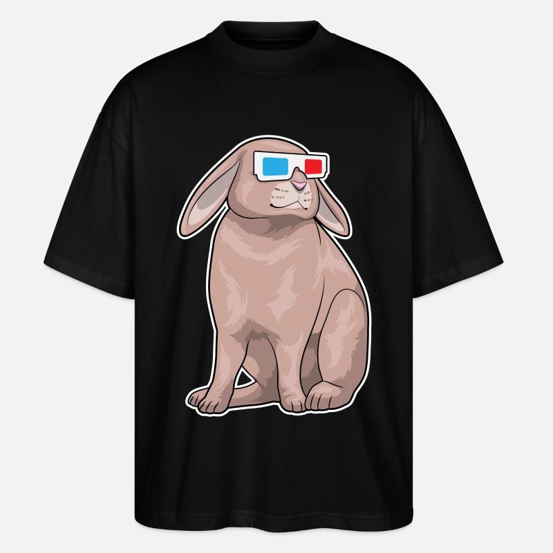 Hase Brille - Stanley/Stella Oversized Unisex Bio T-Shirt Blaster 2.0 - Schwarz