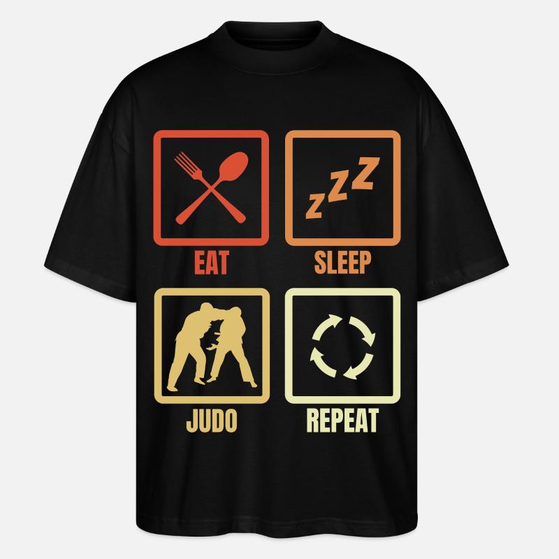 Eat Sleep Judo Repeat - Stanley/Stella Oversized Unisex Bio T-Shirt Blaster 2.0 - Schwarz