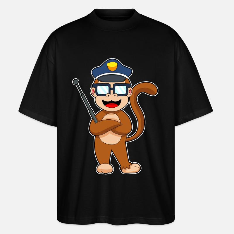 Monkey Policeman Matraque Police - T-shirt bio Blaster 2.0 coupe oversize Stanley/Stella Unisexe - noir