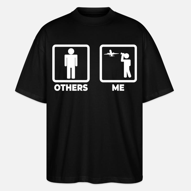 Planespotter Strichmännchen - Stanley/Stella Oversized Unisex Bio T-Shirt Blaster 2.0 - Schwarz