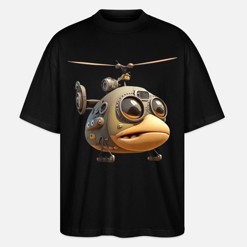 Comic Hubschrauber - Stanley/Stella Oversized Unisex Bio T-Shirt Blaster 2.0 - Schwarz