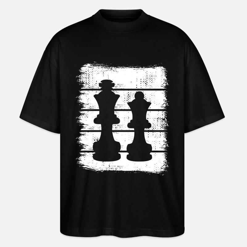 Dessin de pièces d’échecs - T-shirt bio Blaster 2.0 coupe oversize Stanley/Stella Unisexe - noir