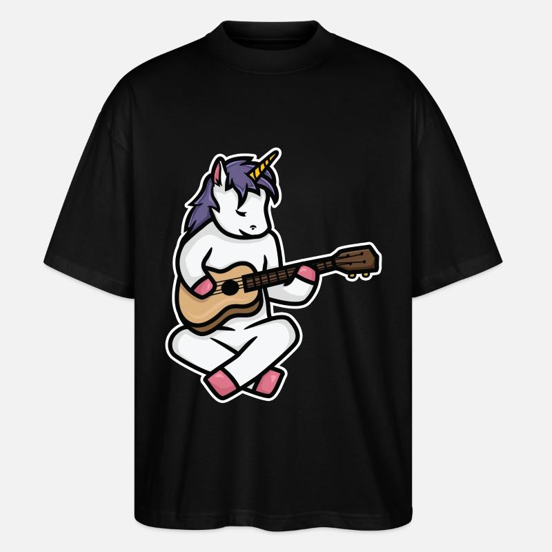 Ukulele Einhorn - Stanley/Stella Oversized Unisex Bio T-Shirt Blaster 2.0 - Schwarz