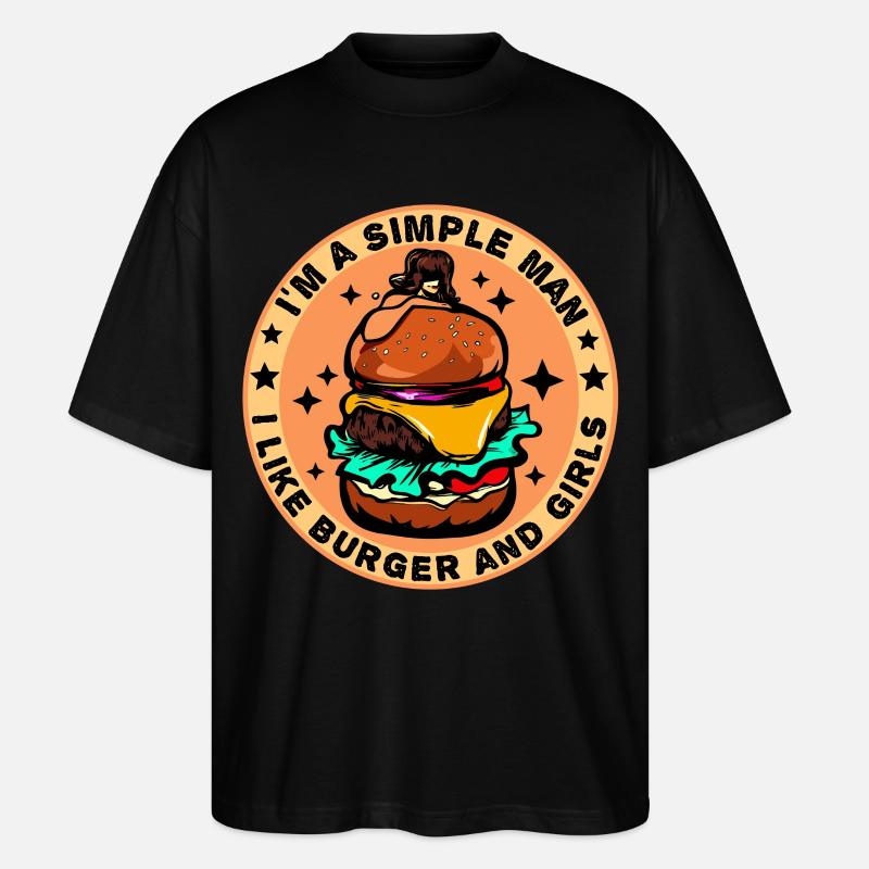 Burger Cheeseburger liebe - einfacher Mann - Stanley/Stella Oversized Unisex Bio T-Shirt Blaster 2.0 - Schwarz