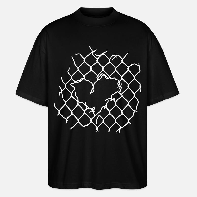 Maschendraht Herz - Stanley/Stella Oversized Unisex Bio T-Shirt Blaster 2.0 - Schwarz