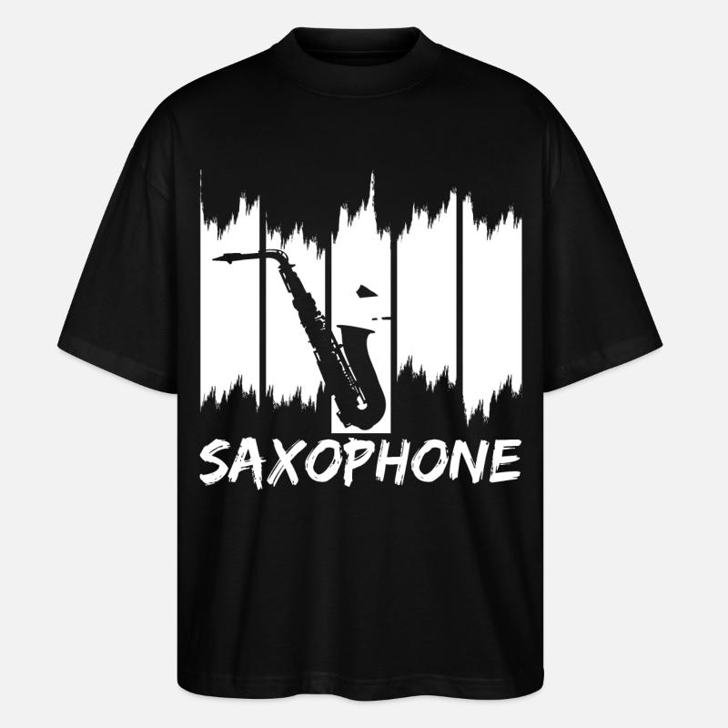 Saxophon Skizze - Stanley/Stella Oversized Unisex Bio T-Shirt Blaster 2.0 - Schwarz