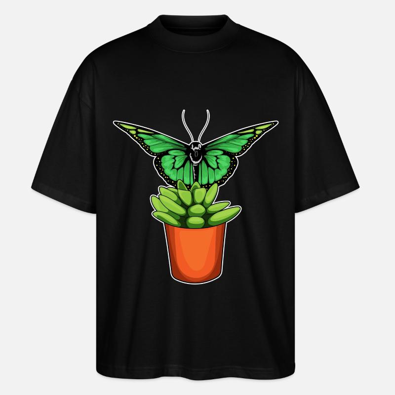 Fleur de pot de fleurs papillon - T-shirt bio Blaster 2.0 coupe oversize Stanley/Stella Unisexe - noir