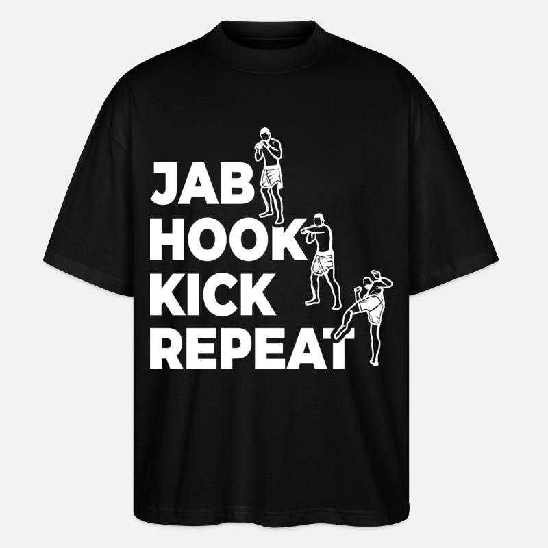 Jab Hook Kick Wiederholen - Stanley/Stella Oversized Unisex Bio T-Shirt Blaster 2.0 - Schwarz