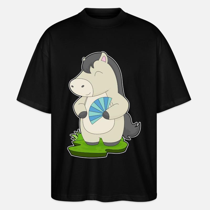 Pferd Handventilator - Stanley/Stella Oversized Unisex Bio T-Shirt Blaster 2.0 - Schwarz