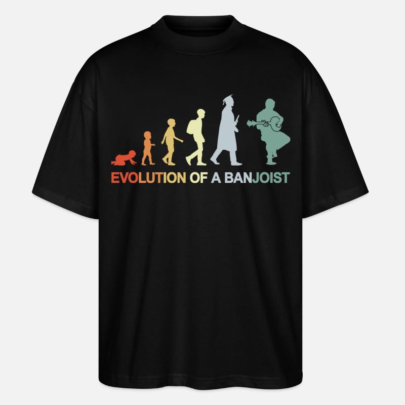 Banjo Player Evolution - Stanley/Stella Oversized Unisex Organic T-shirt Blaster 2.0 - black