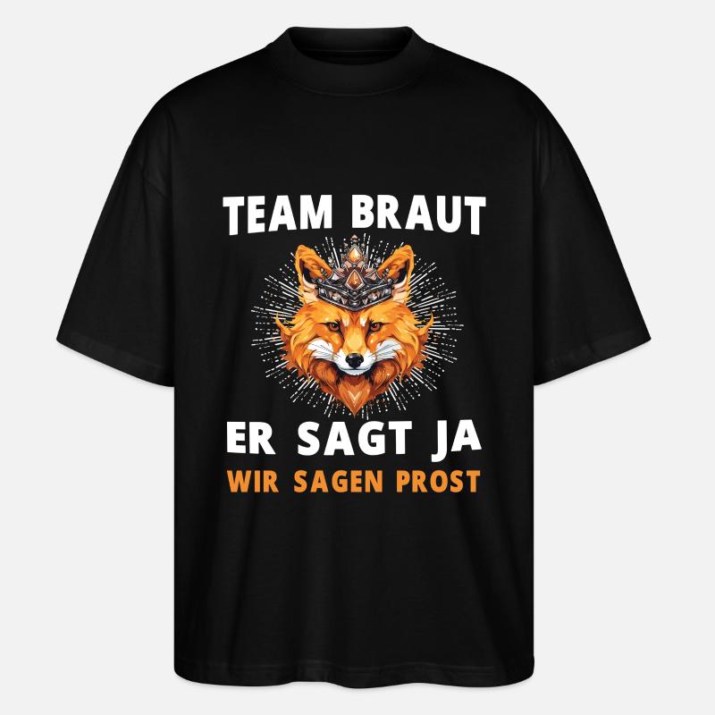 Hochzeit Junggesellenabschied Fuchs Bräutigam - Stanley/Stella Oversized Unisex Bio T-Shirt Blaster 2.0 - Schwarz