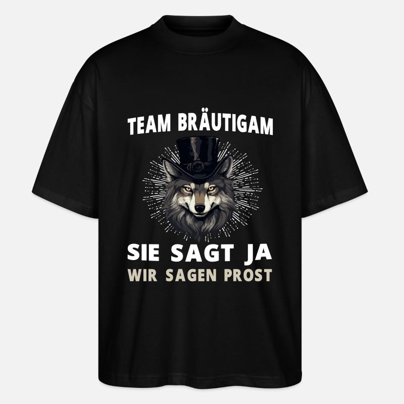 Junggesellenabschied Hochzeit Bräutigam Wolf - Stanley/Stella Oversized Unisex Bio T-Shirt Blaster 2.0 - Schwarz