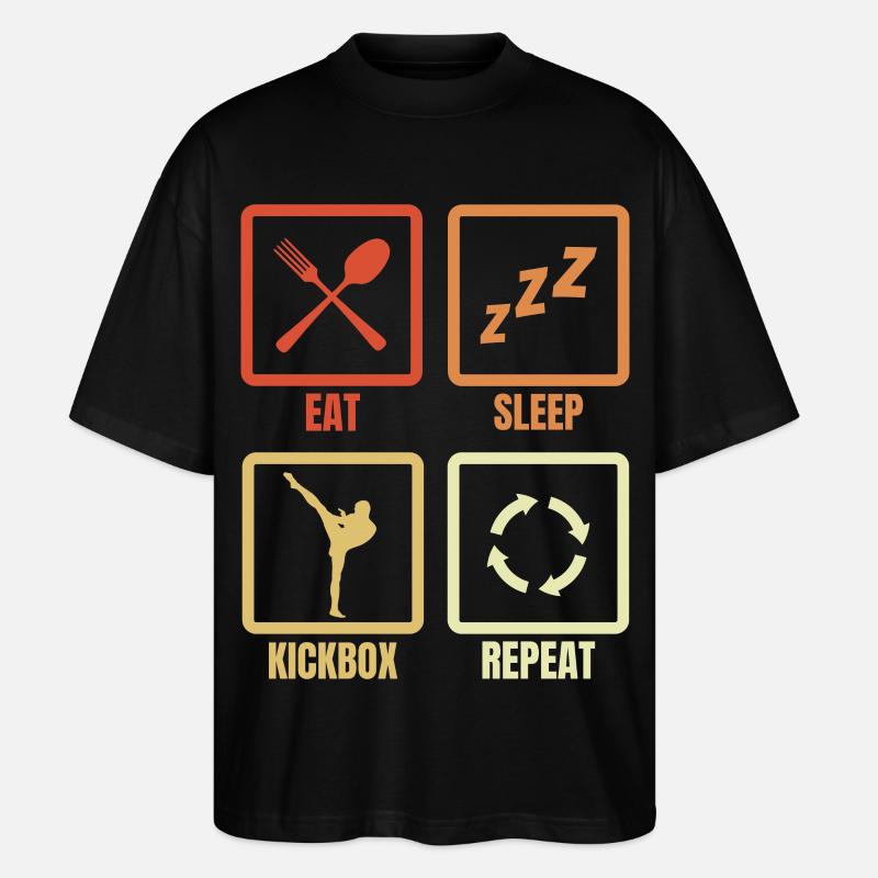 Manger, dormir, kickboxer, répéter - T-shirt bio Blaster 2.0 coupe oversize Stanley/Stella Unisexe - noir