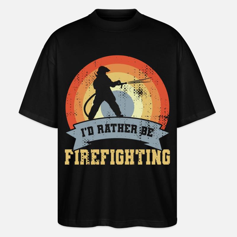 Lustiger Feuerwehr Spruch - Stanley/Stella Oversized Unisex Bio T-Shirt Blaster 2.0 - Schwarz