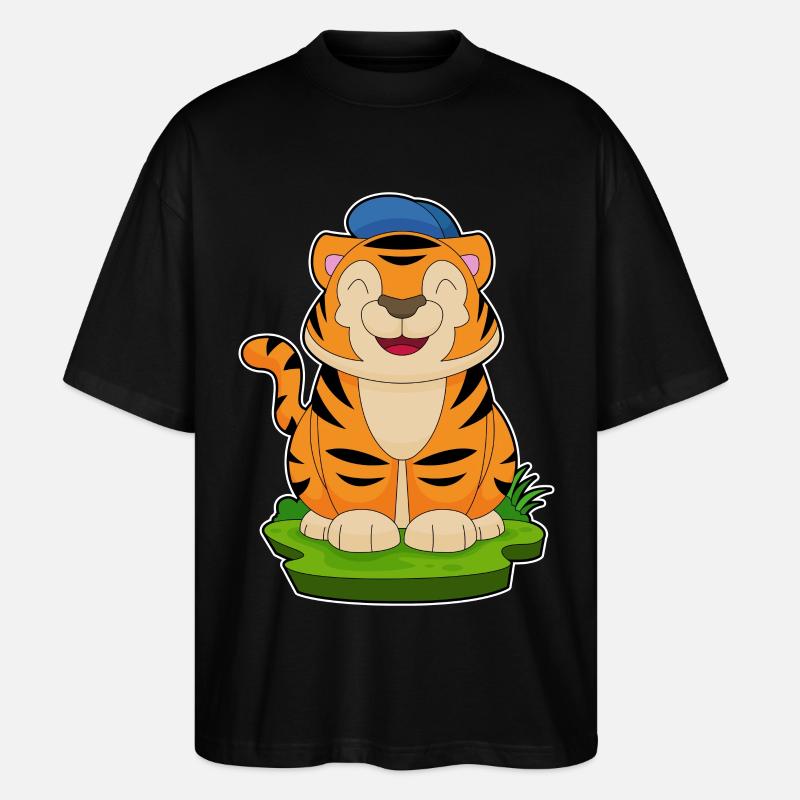 Tiger Schüler Cap Schule - Stanley/Stella Oversized Unisex Bio T-Shirt Blaster 2.0 - Schwarz
