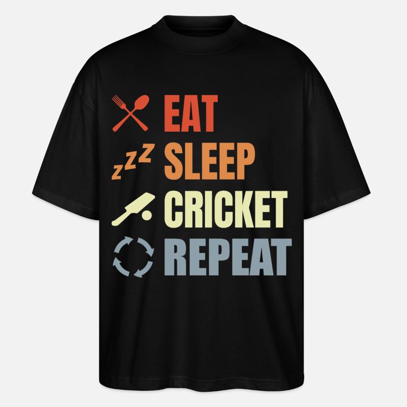 Manger Sommeil Cricket Répéter - T-shirt bio Blaster 2.0 coupe oversize Stanley/Stella Unisexe - noir
