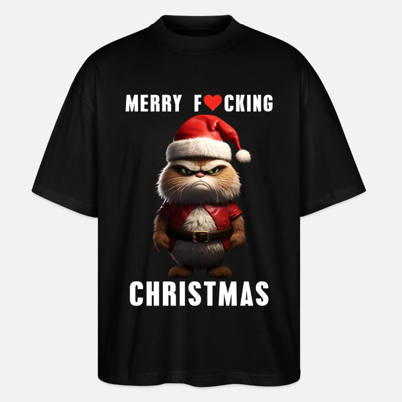 Joyeux Noël Grim Cat Noël - T-shirt bio Blaster 2.0 coupe oversize Stanley/Stella Unisexe - noir