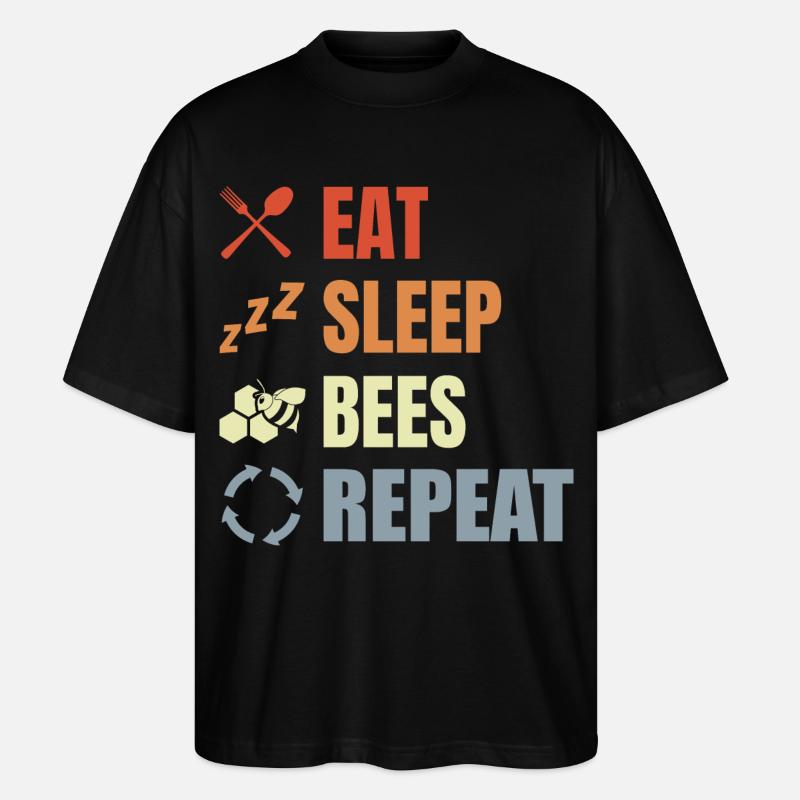 Eat Sleep Bees Repeat - Stanley/Stella Oversized Unisex Bio T-Shirt Blaster 2.0 - Schwarz