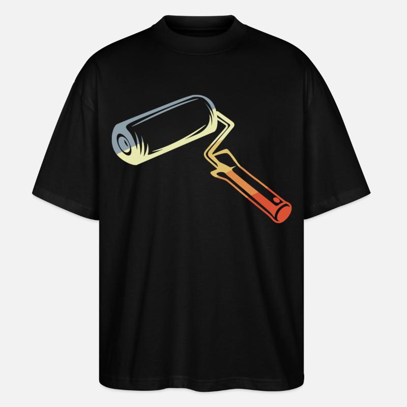 Retro Malerrolle Skizze - Stanley/Stella Oversized Unisex Bio T-Shirt Blaster 2.0 - Schwarz