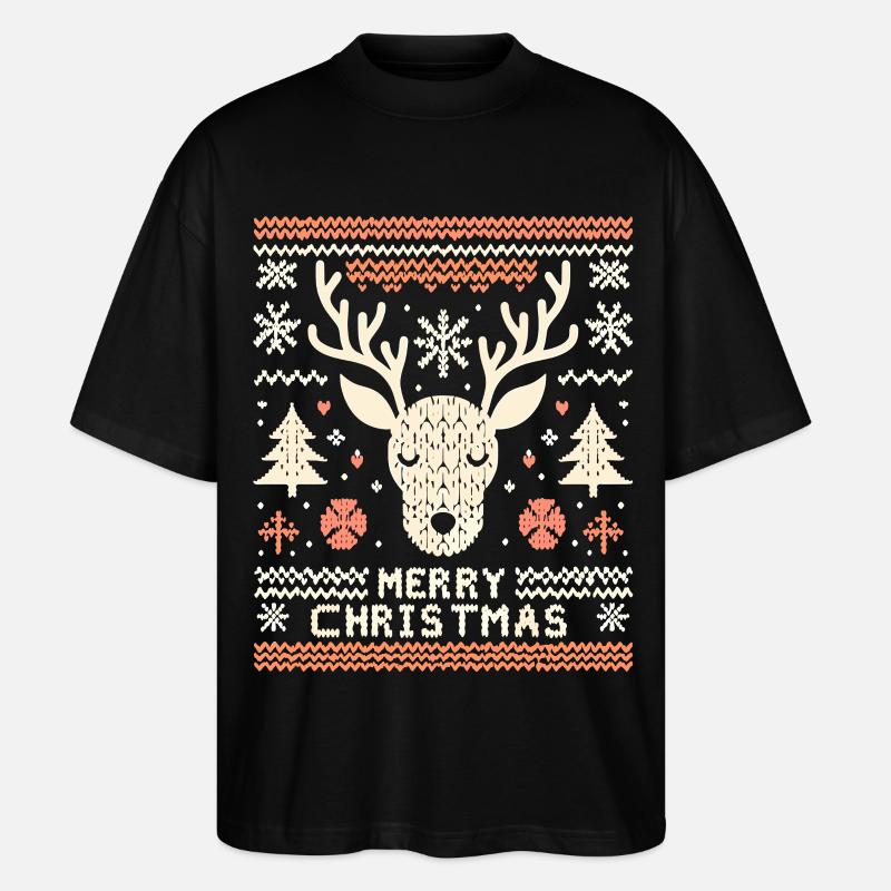 Pull de Noël moche renne - T-shirt bio Blaster 2.0 coupe oversize Stanley/Stella Unisexe - noir