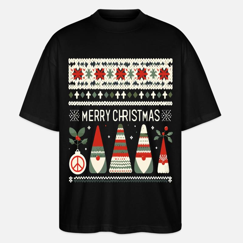 Christmas Gnomes Knitting Pattern - Stanley/Stella Oversized Unisex Organic T-shirt Blaster 2.0 - black
