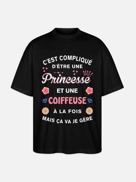 Cadeau Humoristique Coiffeuse Princesse - T-shirt bio Blaster 2.0 coupe oversize Stanley/Stella Unisexe - noir