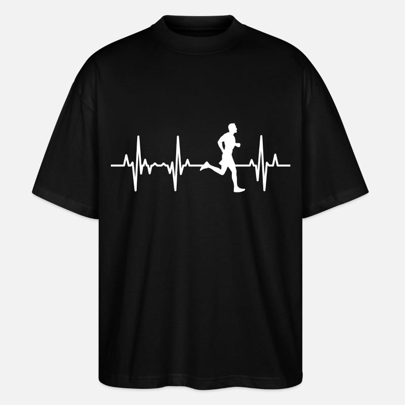 Läufer Herzschlag - Stanley/Stella Oversized Unisex Bio T-Shirt Blaster 2.0 - Schwarz