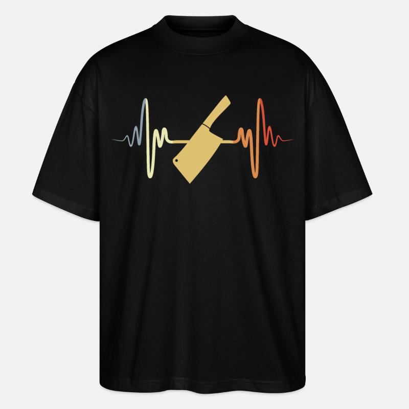 Hackbeil EKG Herzlinie - Stanley/Stella Oversized Unisex Bio T-Shirt Blaster 2.0 - Schwarz