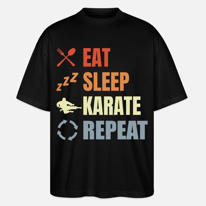 Eating, sleeping, repeating karate - Stanley/Stella Oversized Unisex Organic T-shirt Blaster 2.0 - black