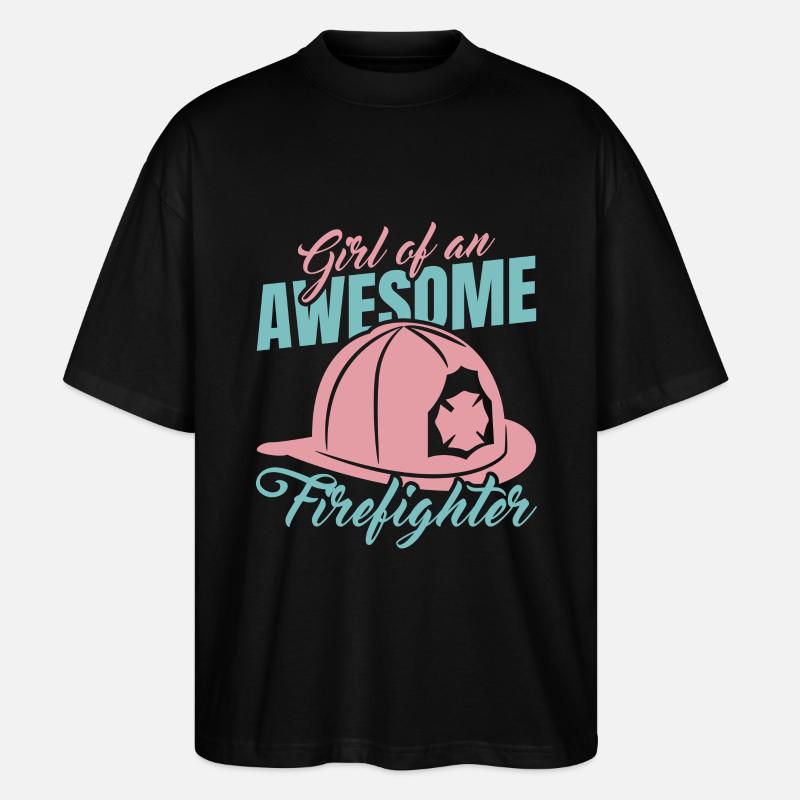 Mädchen eines tollen Feuerwehrmannes - Stanley/Stella Oversized Unisex Bio T-Shirt Blaster 2.0 - Schwarz