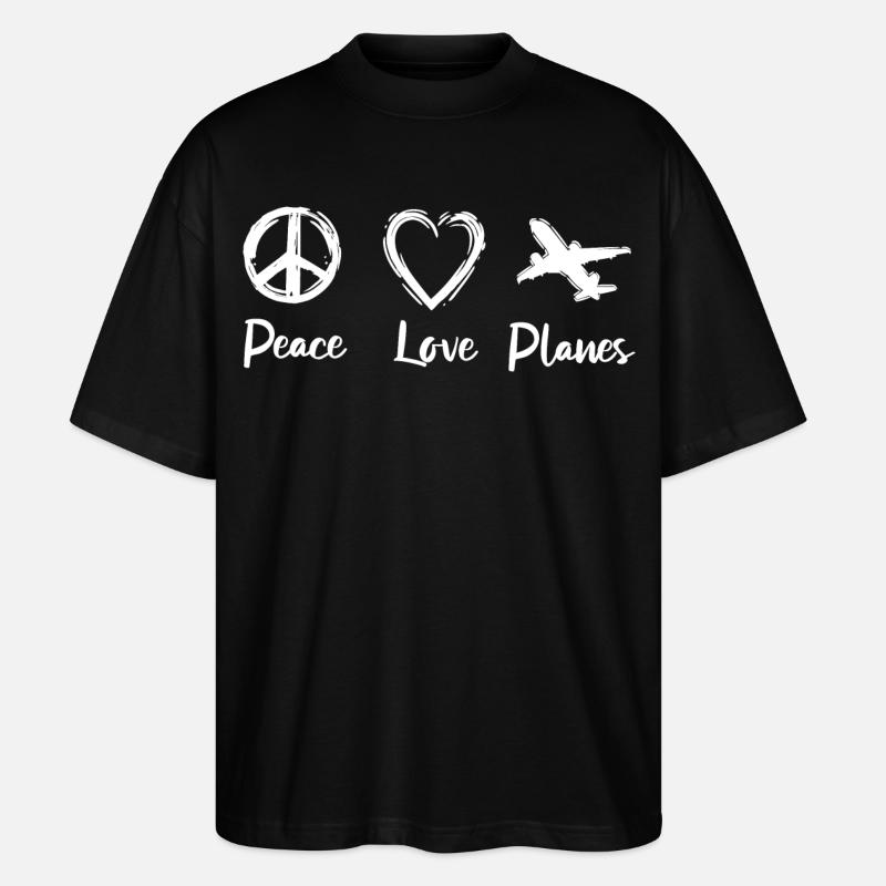 Peace Love Planes - Stanley/Stella Oversized Unisex Bio T-Shirt Blaster 2.0 - Schwarz
