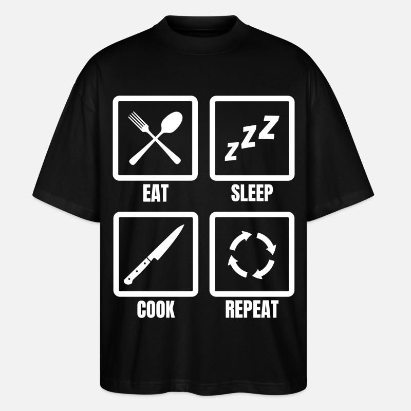 Manger, dormir, cuisiner, répéter - T-shirt bio Blaster 2.0 coupe oversize Stanley/Stella Unisexe - noir