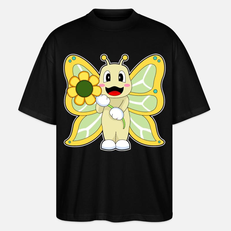 Schmetterling Blume - Stanley/Stella Oversized Unisex Bio T-Shirt Blaster 2.0 - Schwarz