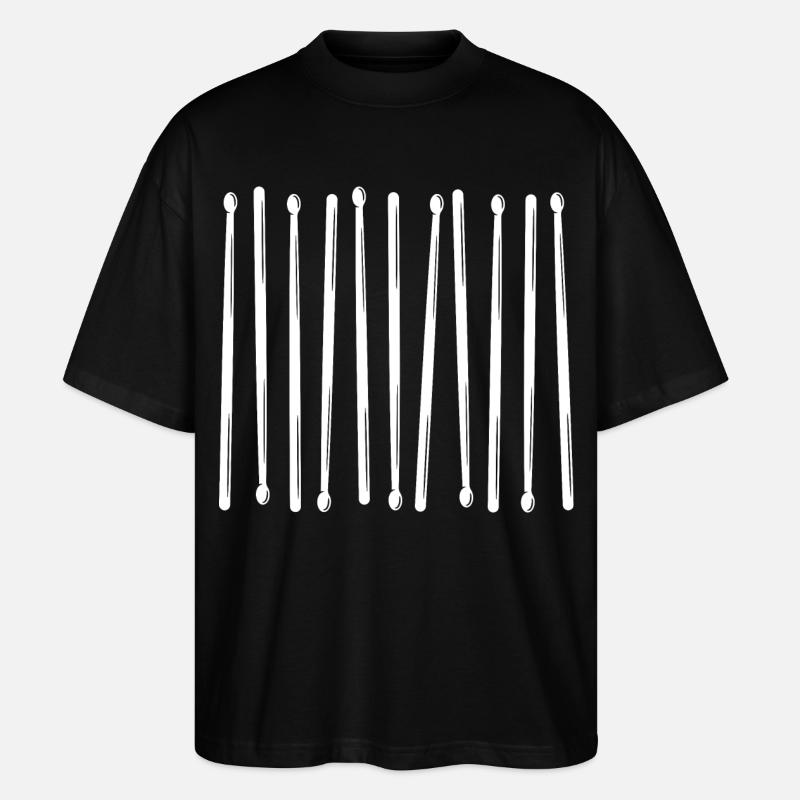 Drumsticks Vertical Pattern - Stanley/Stella Oversized Unisex Organic T-shirt Blaster 2.0 - black